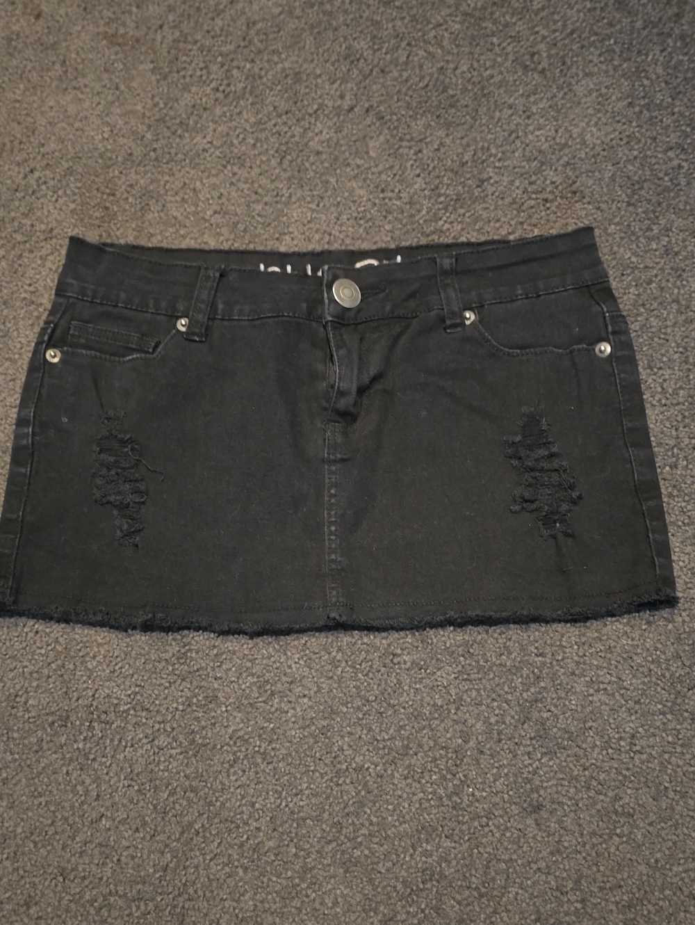 Micro Black Distressed Denim Mini Skirt - Women